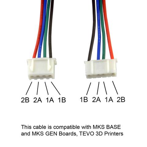 Female JST connectors for the control board (4 pin XH) and stepper motors (6 pin PH)