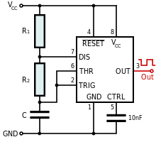 astable 555 circuit from Wikipedia