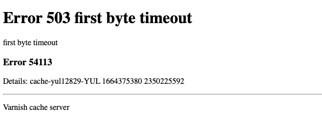 Magento 2 Cloud Error 503 first byte timeout