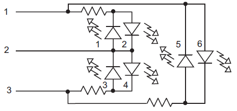 Schematic of Charlieplexing with 3 output pins