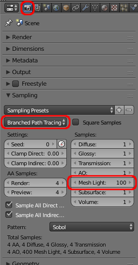 Sampling settings