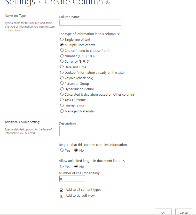 Create multiline text missing append changes choice field