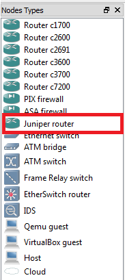 Juniper Router Node in GNS3