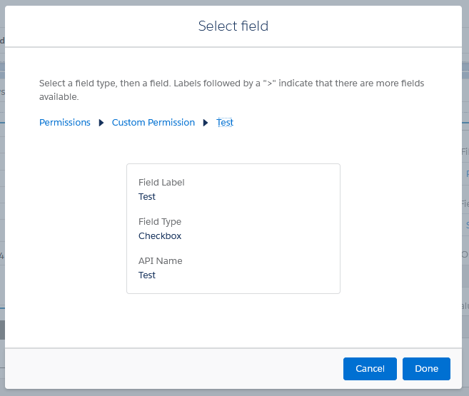 Screenshot of Permission setup in App Builder