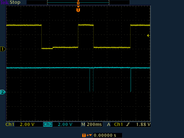 two oscilloscope traces