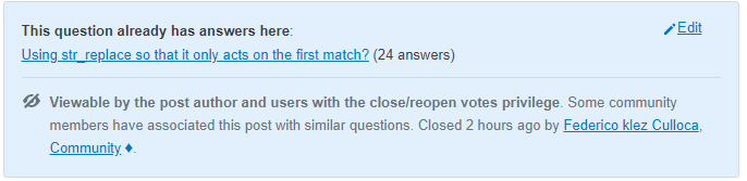 A duplicate close message: "Some community members have associated this post with similar questions. Closed 2 hours ago by Frederico klez Culloca, Community."