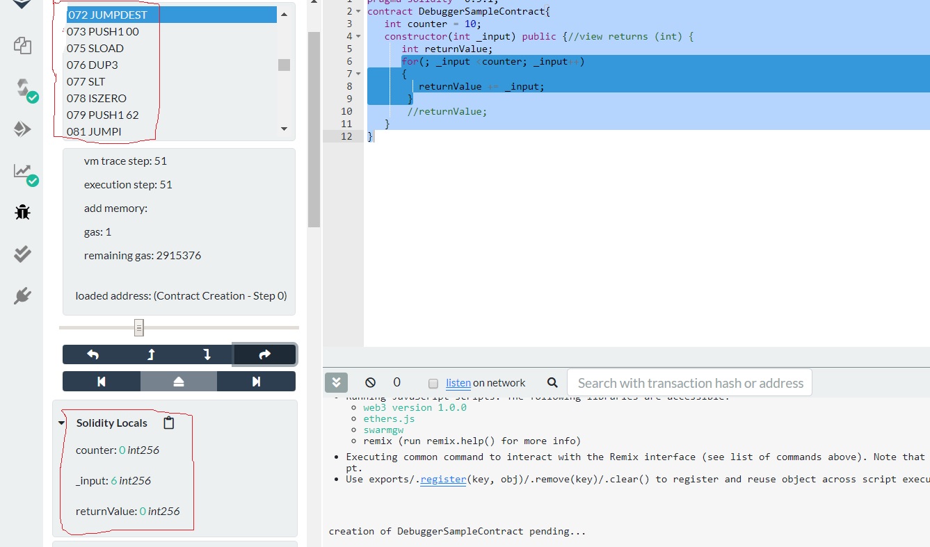 Debugging the constructor, can't understand how to locate var through bytecode