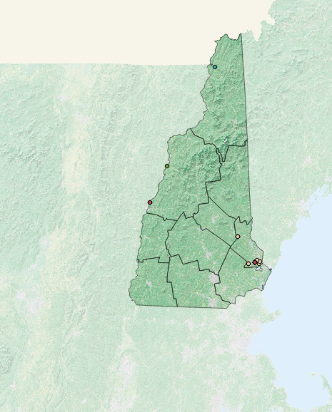 here is a screen shot, the different colors are classified based on time, the points in the southern/coastal area of NH have A LOT of points whereas the northern area has fewer points