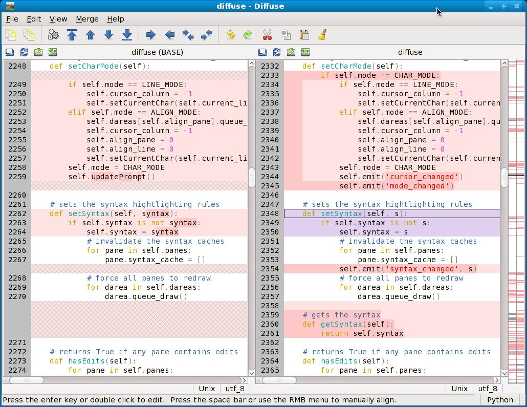 example two-pane diff