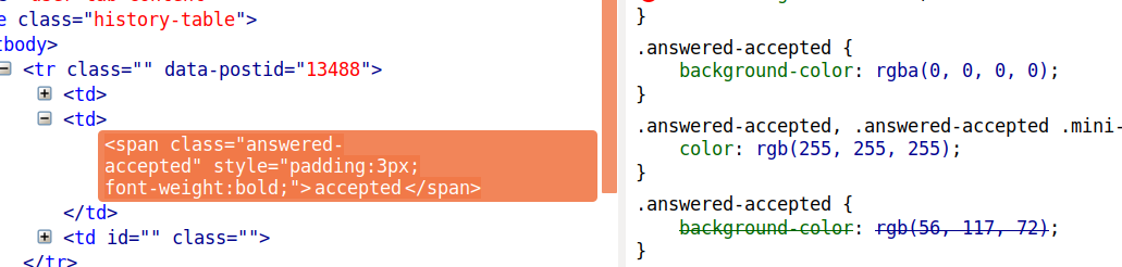 Accepted span CSS