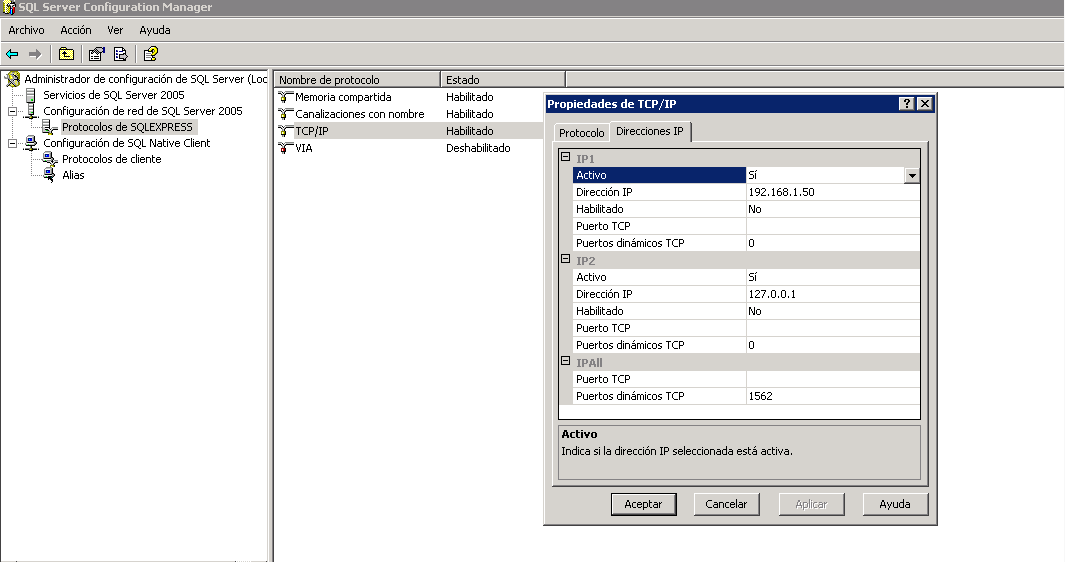 configuración del TCP/IP