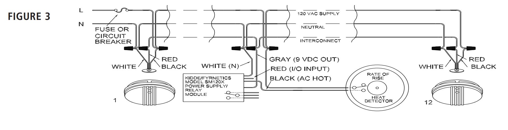 wiring diagram for SM120X with heat detector