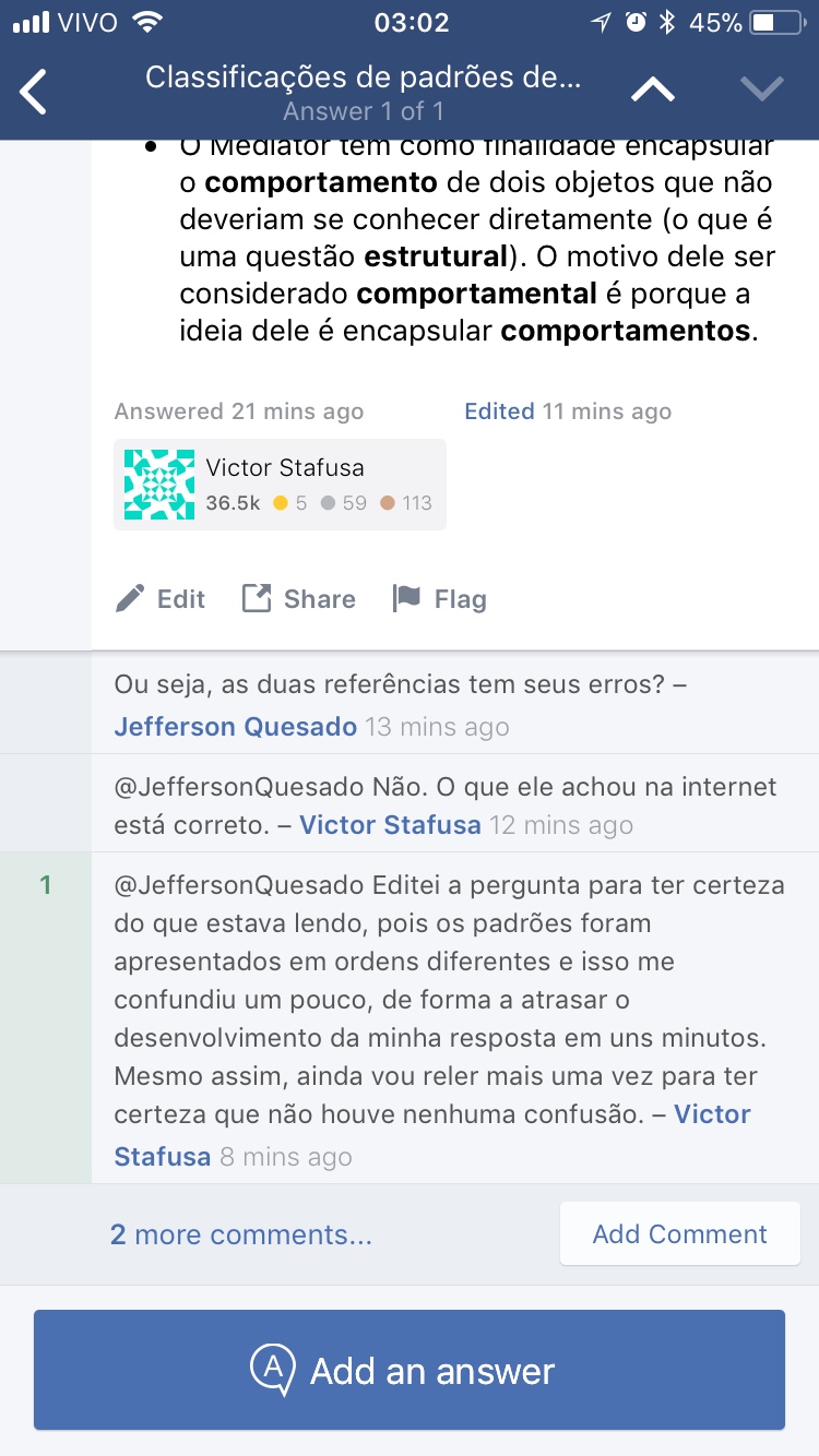 comentários colapsados