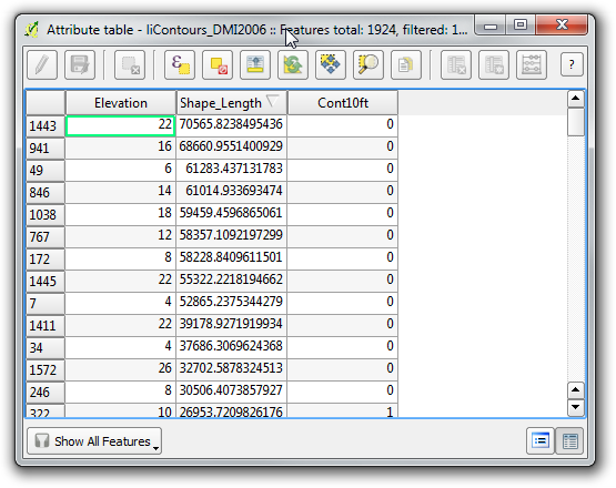 Contour Attribute Table