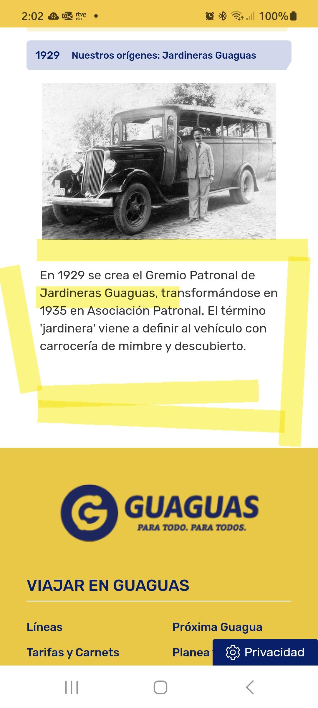 capturade la web de Guaguas Municipales de LasPalmasdeGranCanaria. 