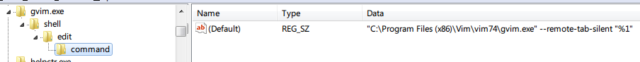 gVim registry key
