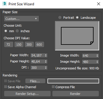 Screenshot of Print Size Wizard