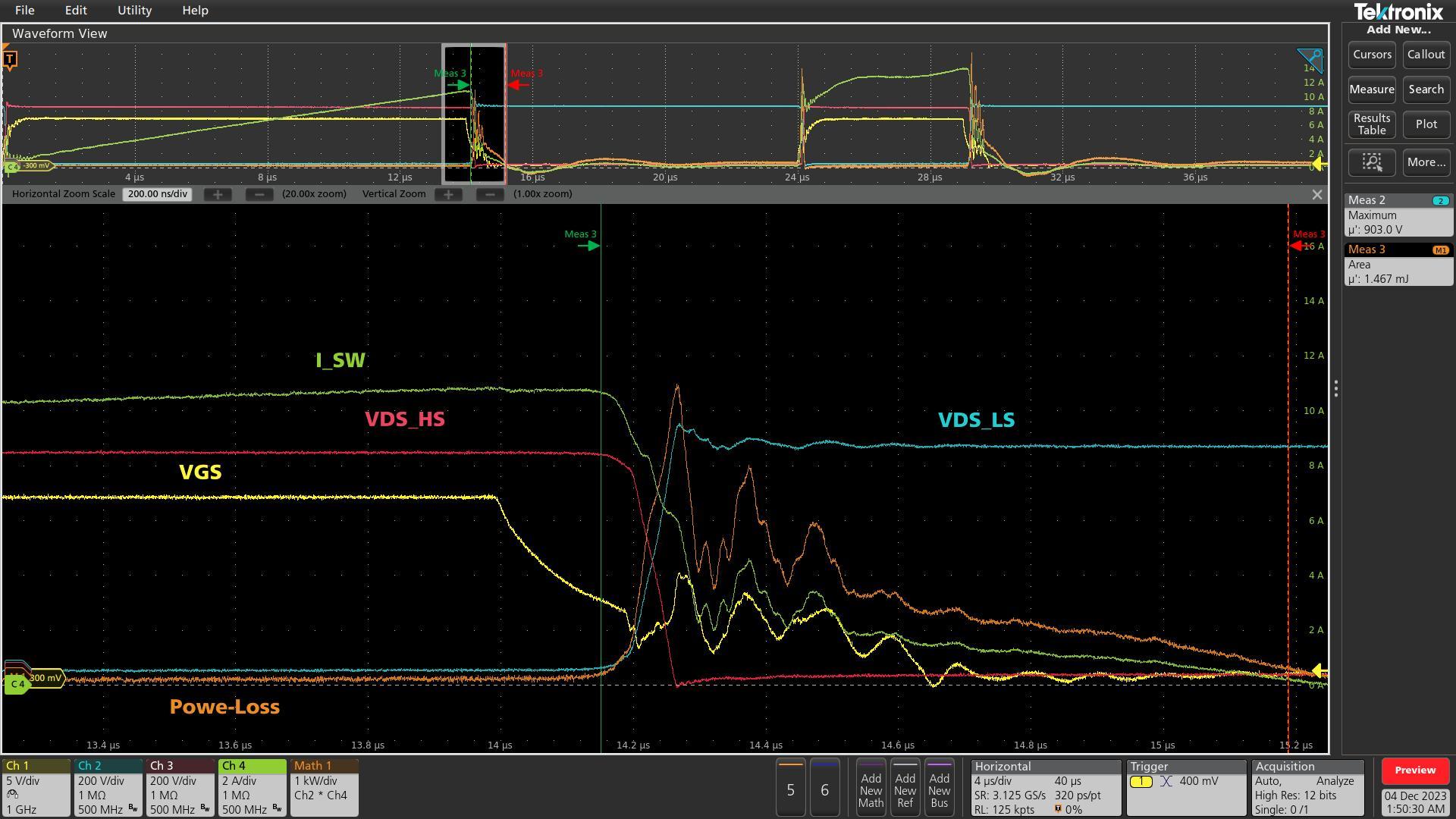 Attached here is the oscillogram when I switch 800V and 10A. You can see persistent high frequency ringing which is roughly 5 to 6V which is more then threshold voltage of this sic mosfet