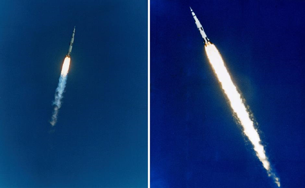 Apollo 8 and 4 plumes during launch