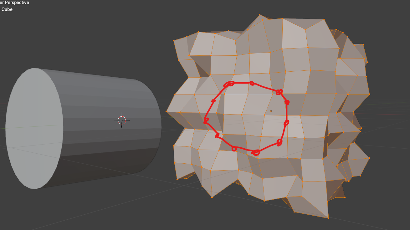 Having the circle shape in my complex mesh to - for instance - give this area a different material