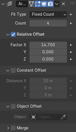 Array modifier tab