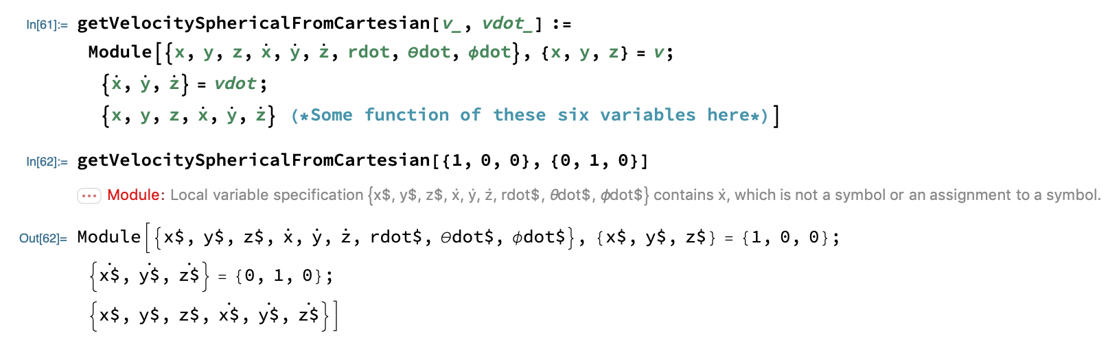 Error because OverDot[x] is not a symbol