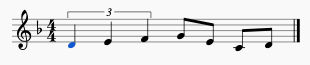 "The lick" in Dm7 phrased strangely, the first 3 notes are quarter note triples, the last are 4 eighth notes