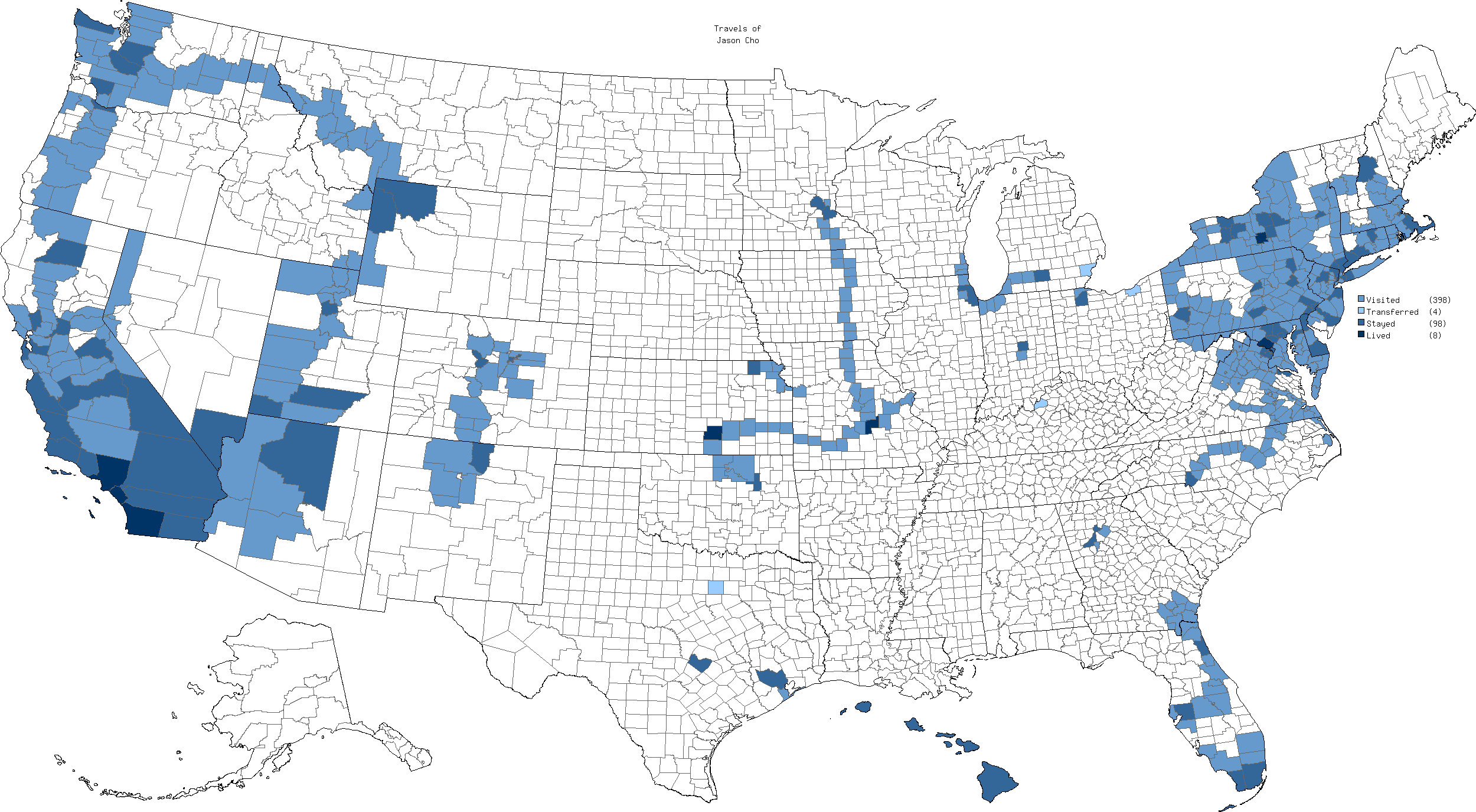 A collection of U.S. counties