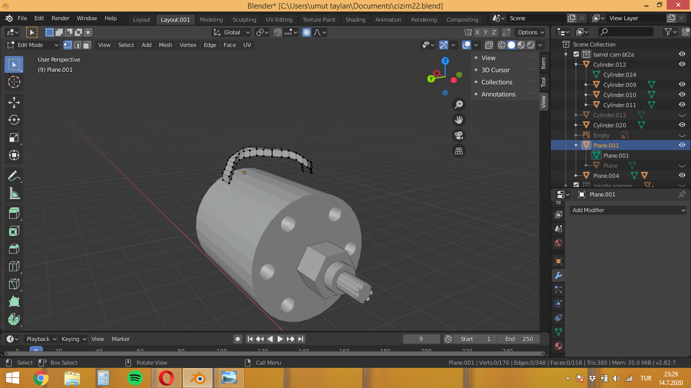 my try on Barrel cam mechanism bt2a