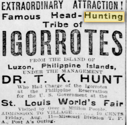 head hunter village ad, 1905