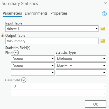 Summary stats tool