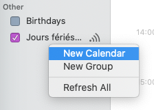 Add a new Calendar in "Other" section