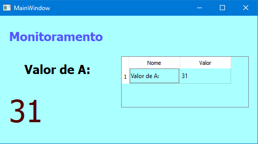 Nesta imagem aparece a atualização da tabela e da label, porem depois que cliquei na janela conforme mencionei acima.