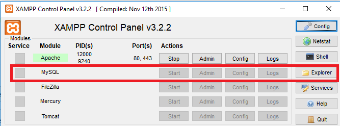 Print do MySQL no XAMPP