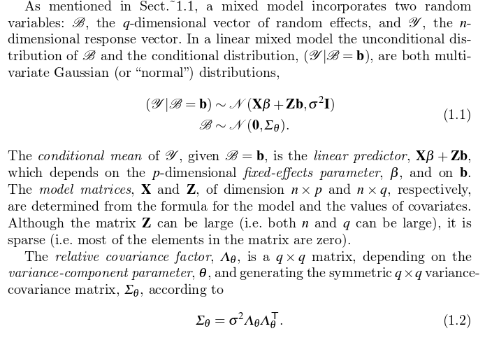 Bates' mixed effect model