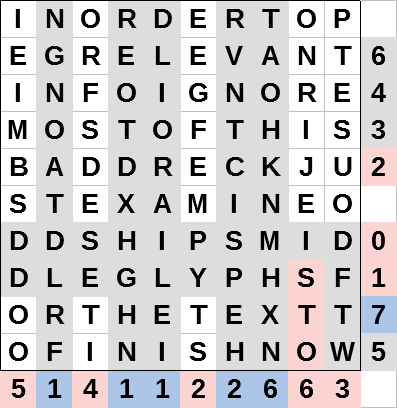 red grid after first deductions