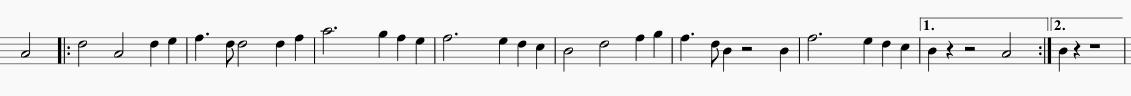 excerpt with repeat barline and volta bracket