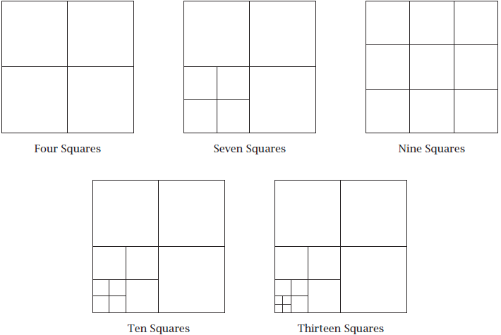 Squares divided into smaller squares