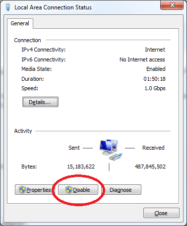 Properties of network adapter