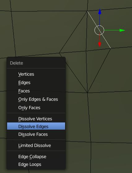 Dissolve the edges around the original problem quad