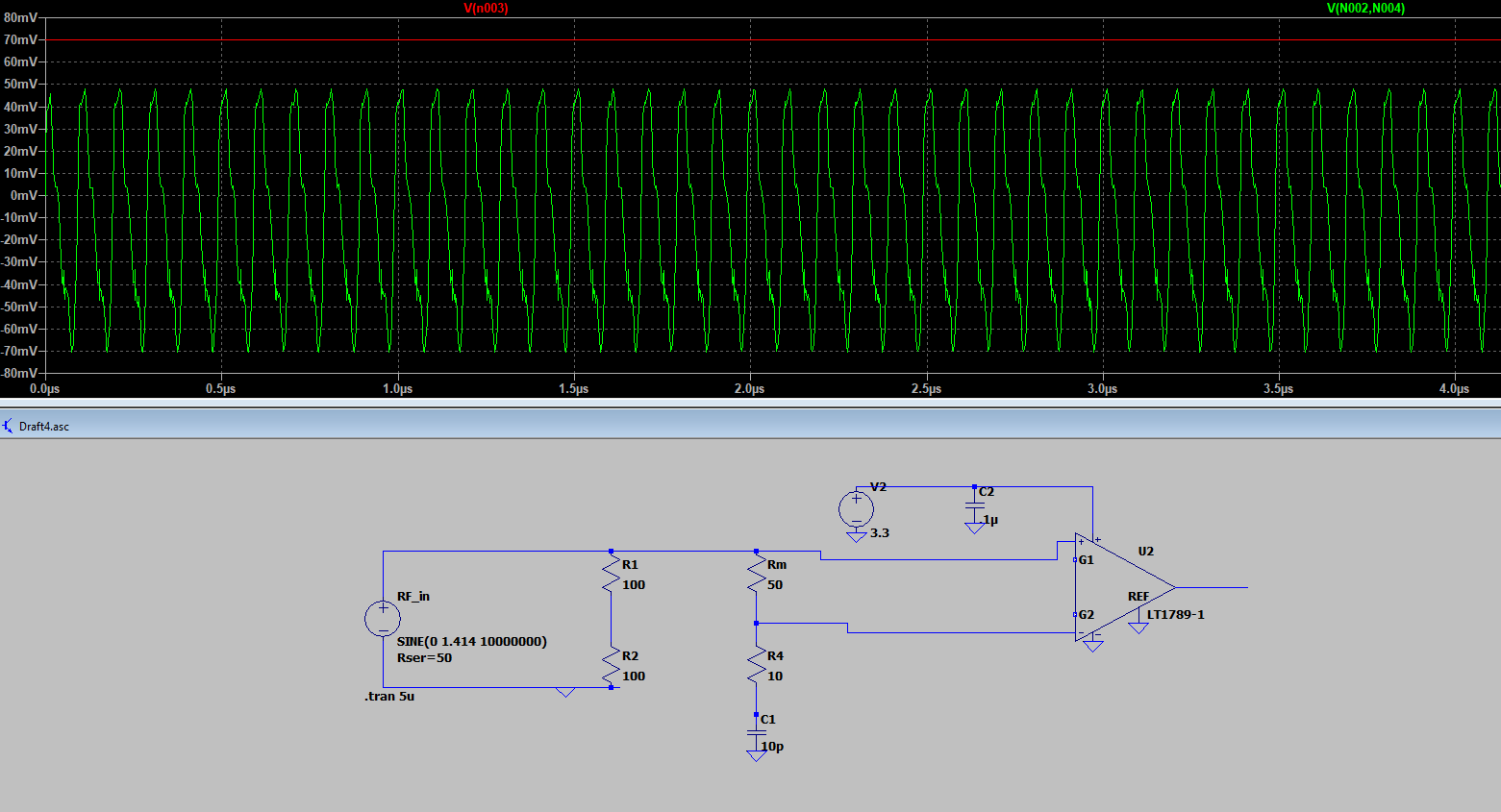 RF circuit with instrumentation amp