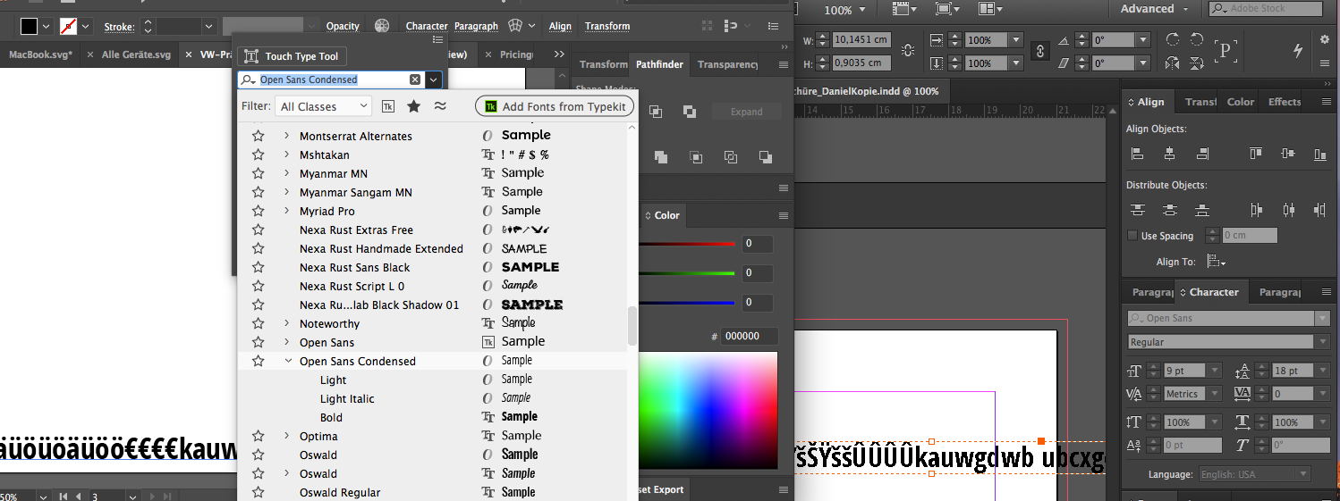 Illustrator on the left and InDesign on the right.