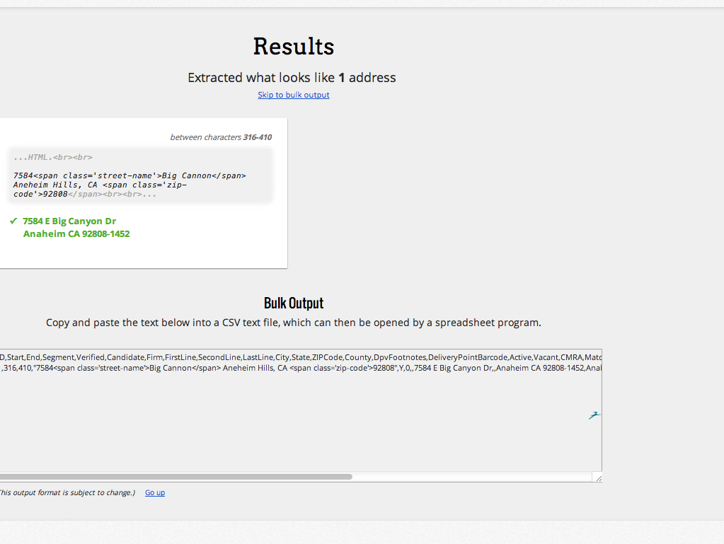 LiveAddress extraction