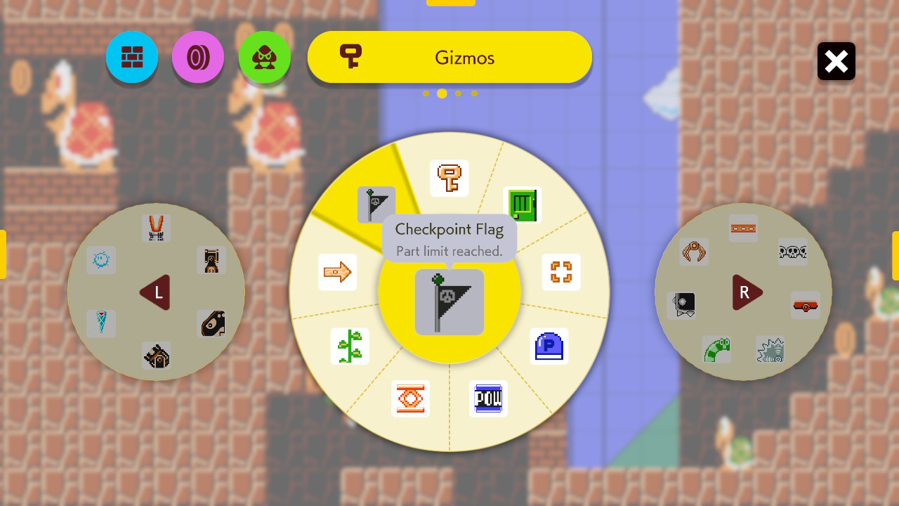 4 – Super Mario Maker 2 – Checkpoint Flag in the library after it has been placed