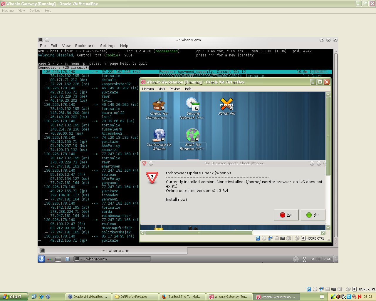 screenshot of Whonix inside Virtualbox