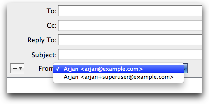 Sender dropdown