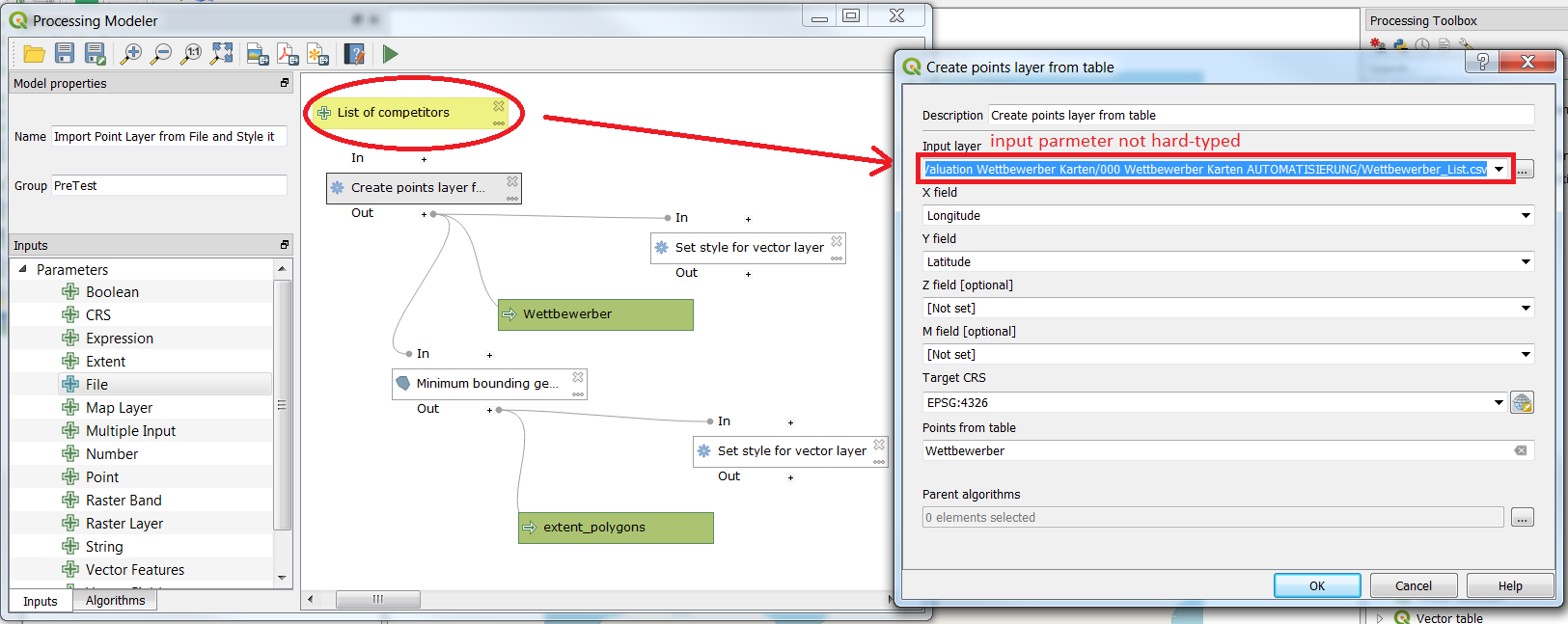 QGIS Model Editing Mode