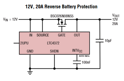 Typical application schematic from LTC4372 data sheet