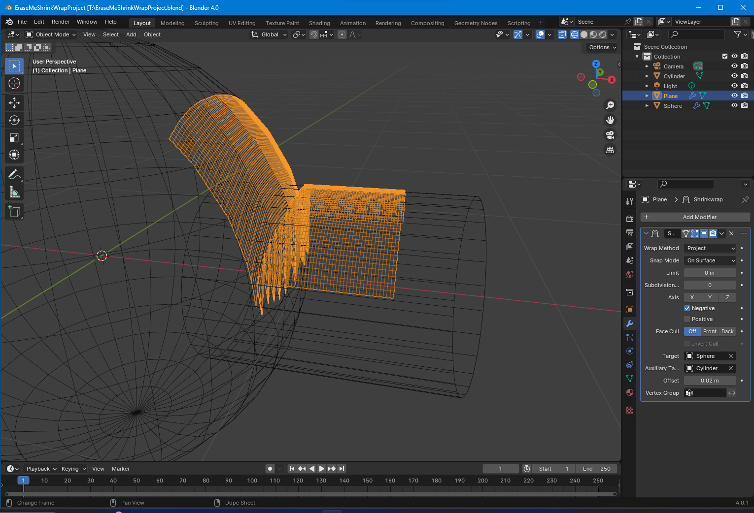 Sample Shrink Wrap Xray Object Mode