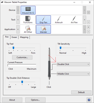 Image of Wacom Tablet Properties with an arrow to the setting I plan on changing